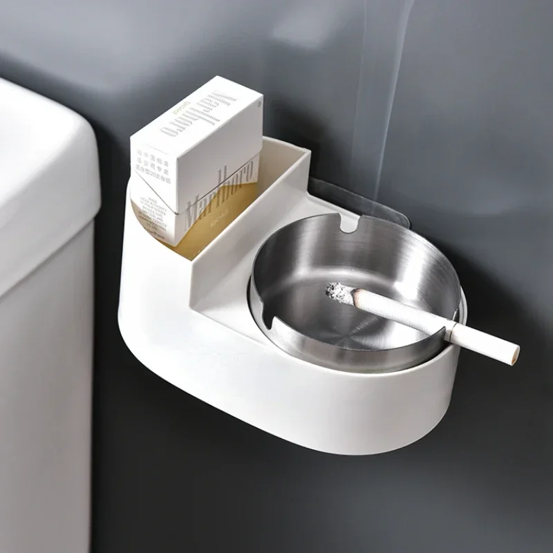 

Wall mounted ashtray with lid for household use, toilet, bathroom, wall mounted, no punching, anti fly ash