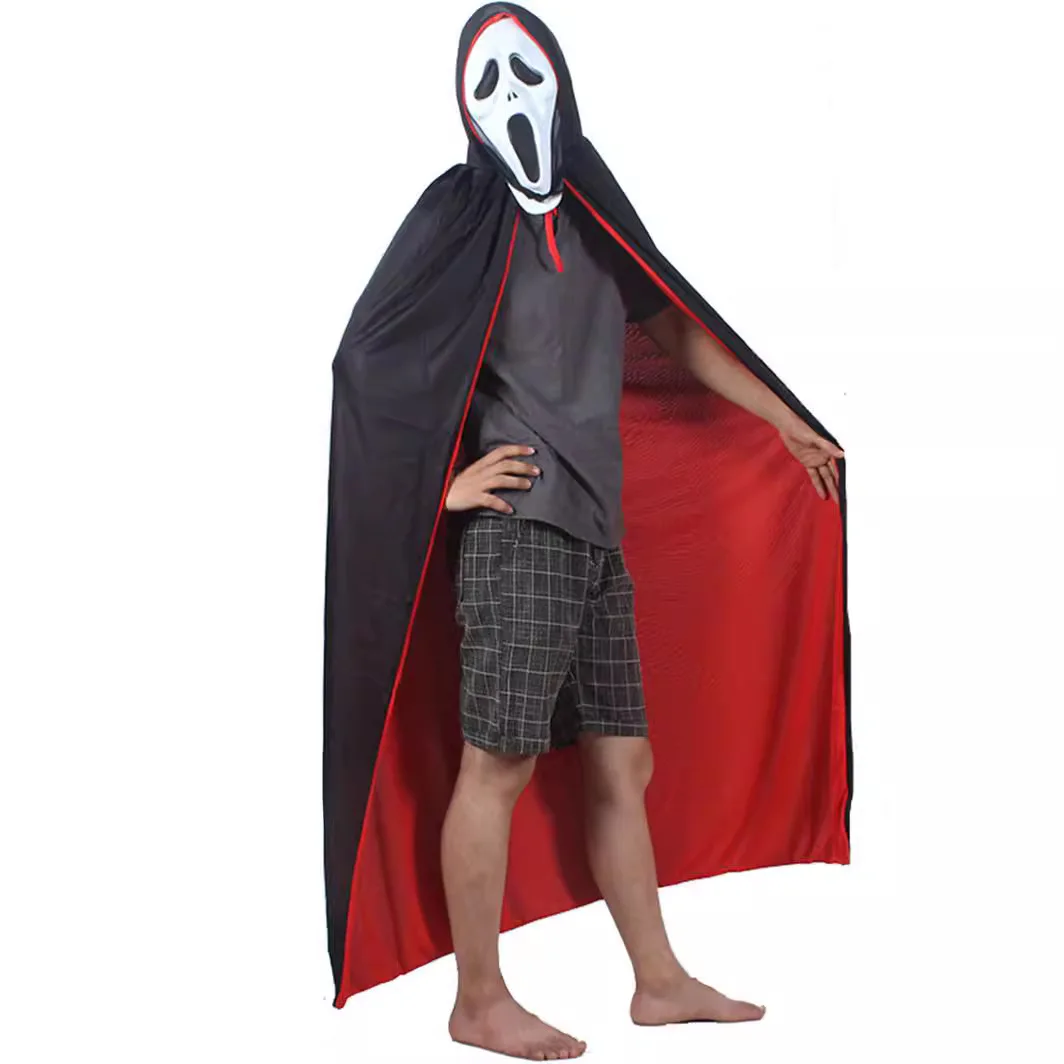 Cape à capuche rouge Bla double couche, Costume d'halloween, vêtements de performance sur scène, vêtements de plang de rôle, Fes traditionnelles chinoises...