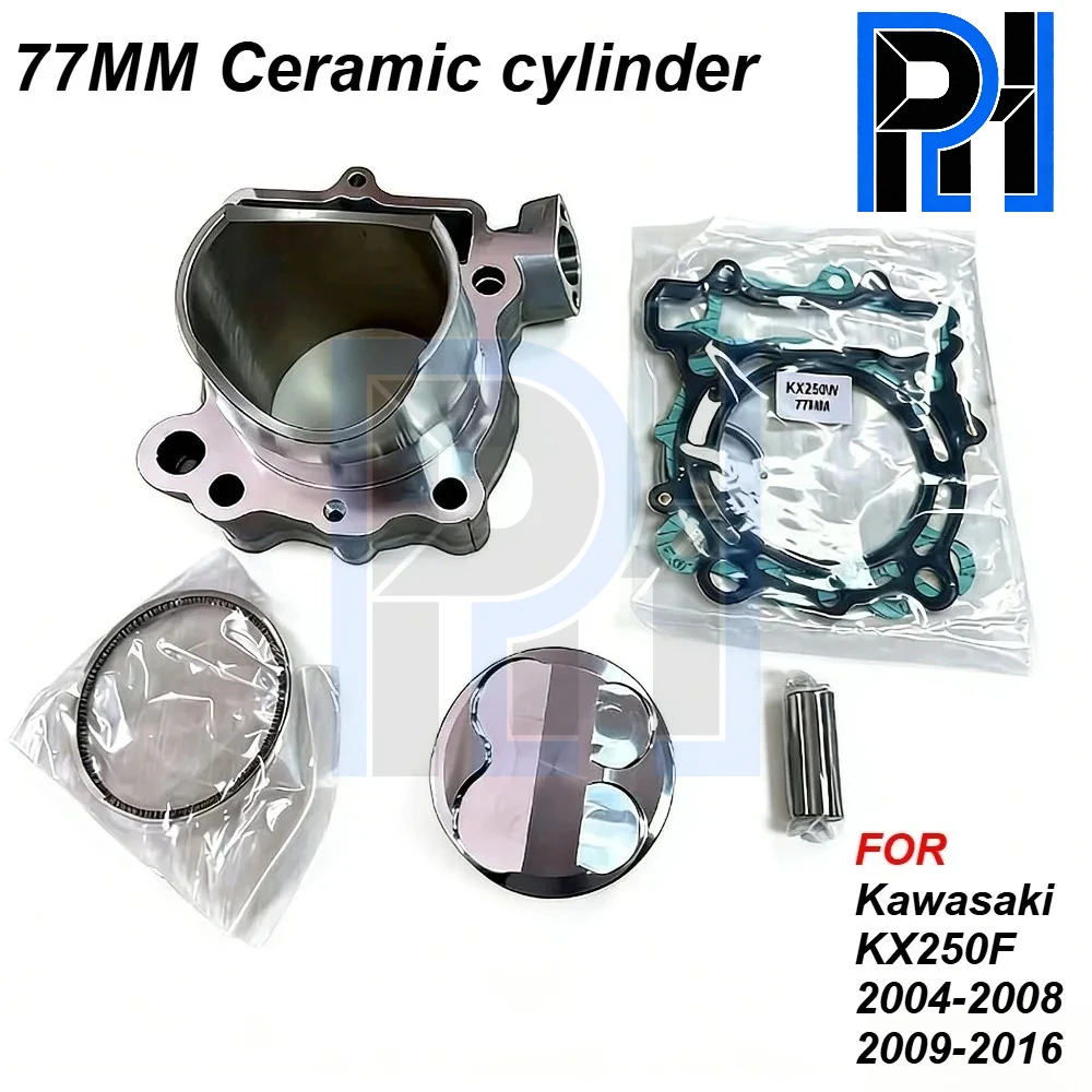 Cilindro de Cerámica de Gran Calibre de 77 mm y 250 cc para Motocicleta, Pistón Forjado para Kawasaki KX250F KX 250F RMZ250 KXF RMZ 250 2009-2016