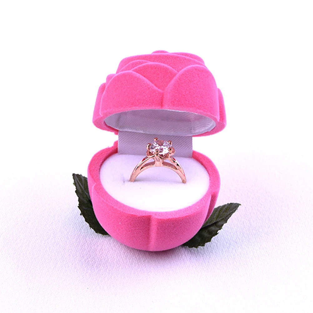 

4 Pcs Jewelry Box Case Rose Shape Exquisite Ring Rings Decorate Travel for Girls