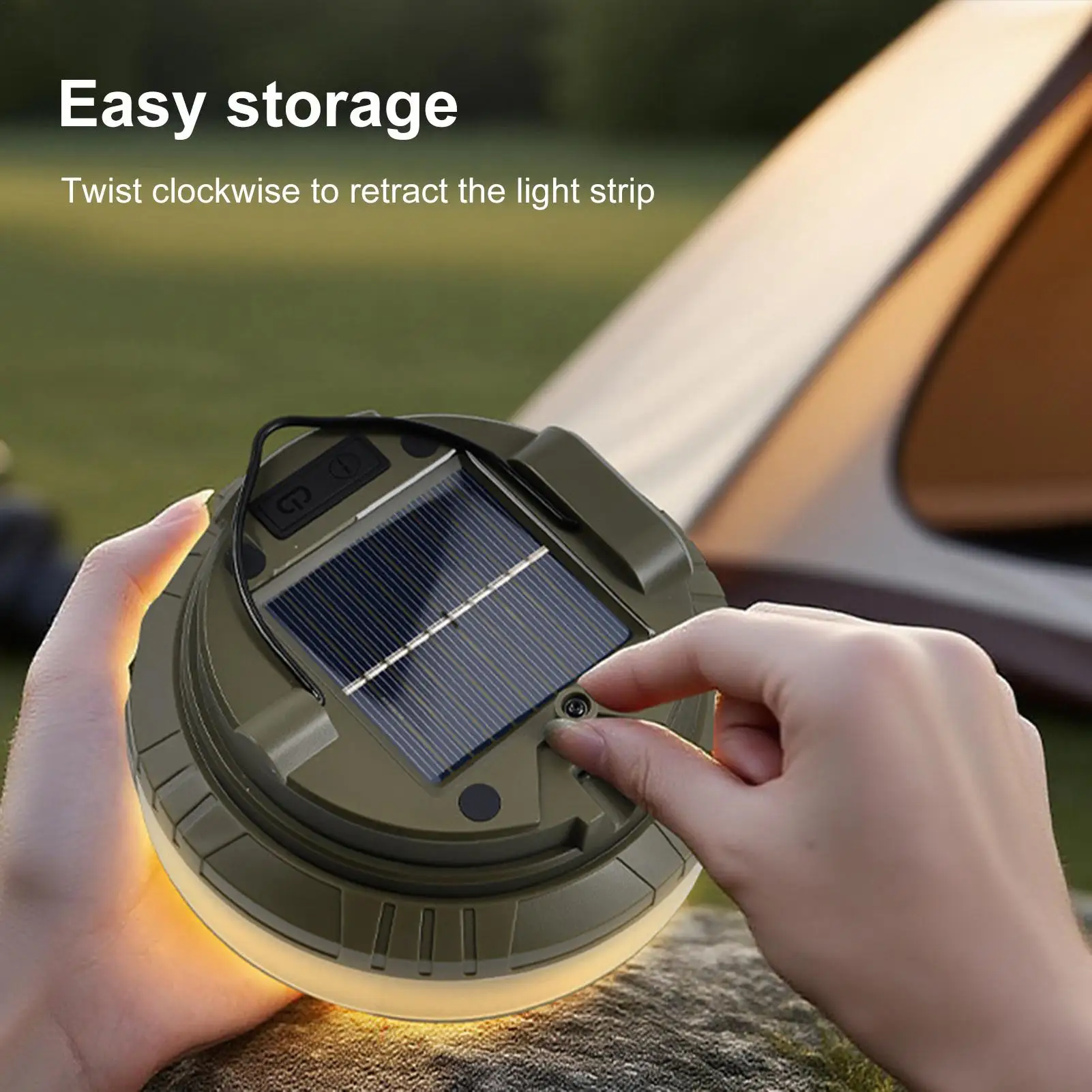 

65.6ft Solar LED Camping String Lights, Waterproof Rechargeable Tent Lantern, Patio Backyard Balcony Dorm Cafe Outdoor Decor
