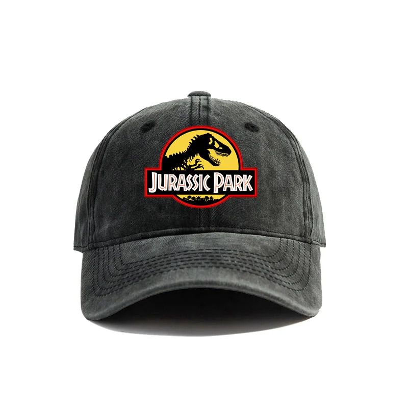 Jurassic Park Baseball Cap Distressed Hats Cap Dinosaur Men Retro Outdoor Summer Adjustable Hat