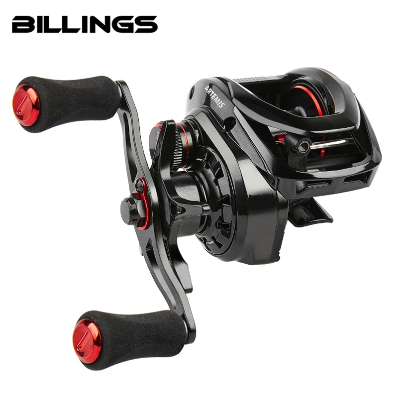 Bobine de pêche BILLINGS Baitcaster, rapport de transmission 7.2:1, bobine de pêche en eau salée et eau douce, résistance maximale de 8 kg avec bobine en métal