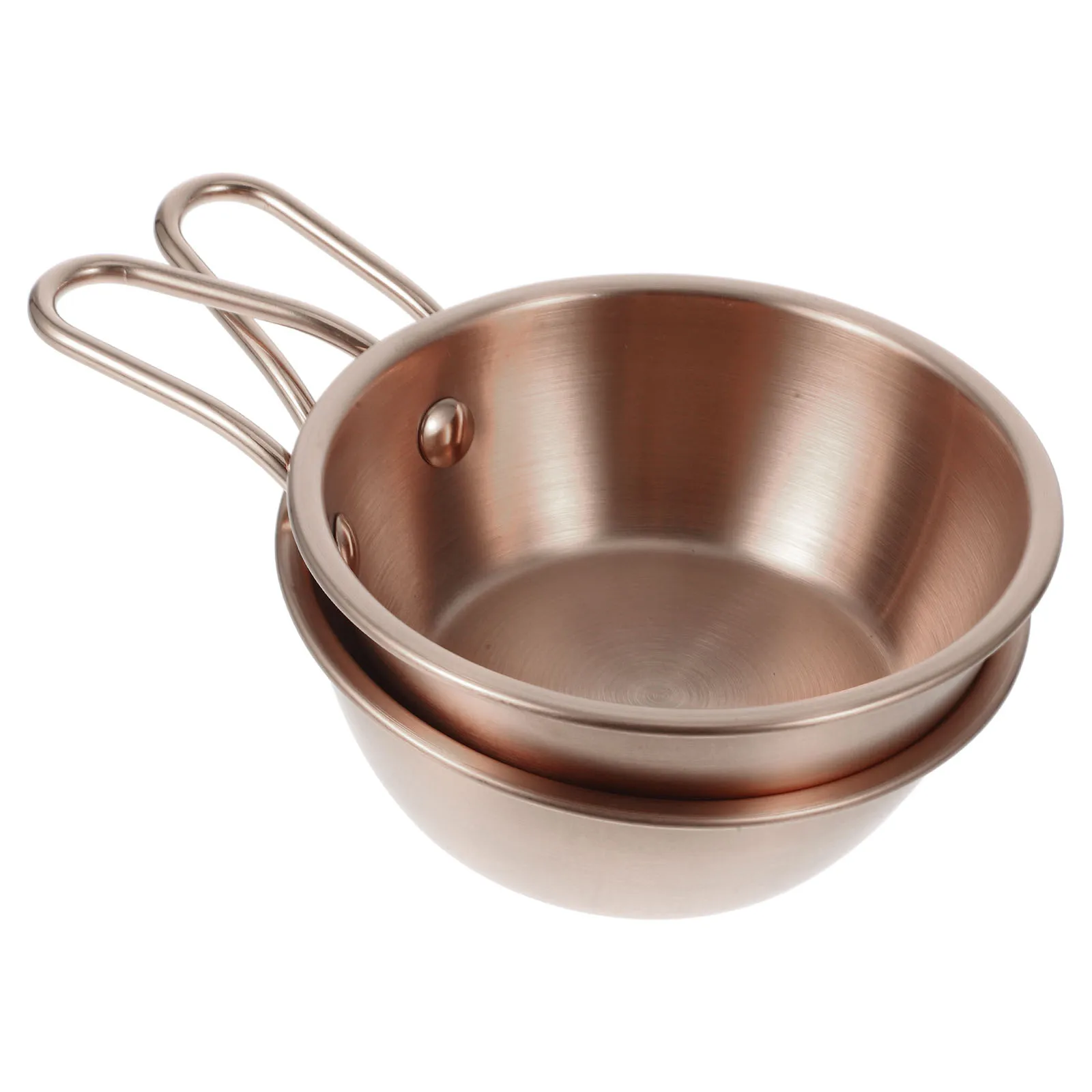 

2pcs Single Handle Condiment Bowl Stainless Steel Portable Rice Straining Korean Small Bowl Metal Lightweight Camping