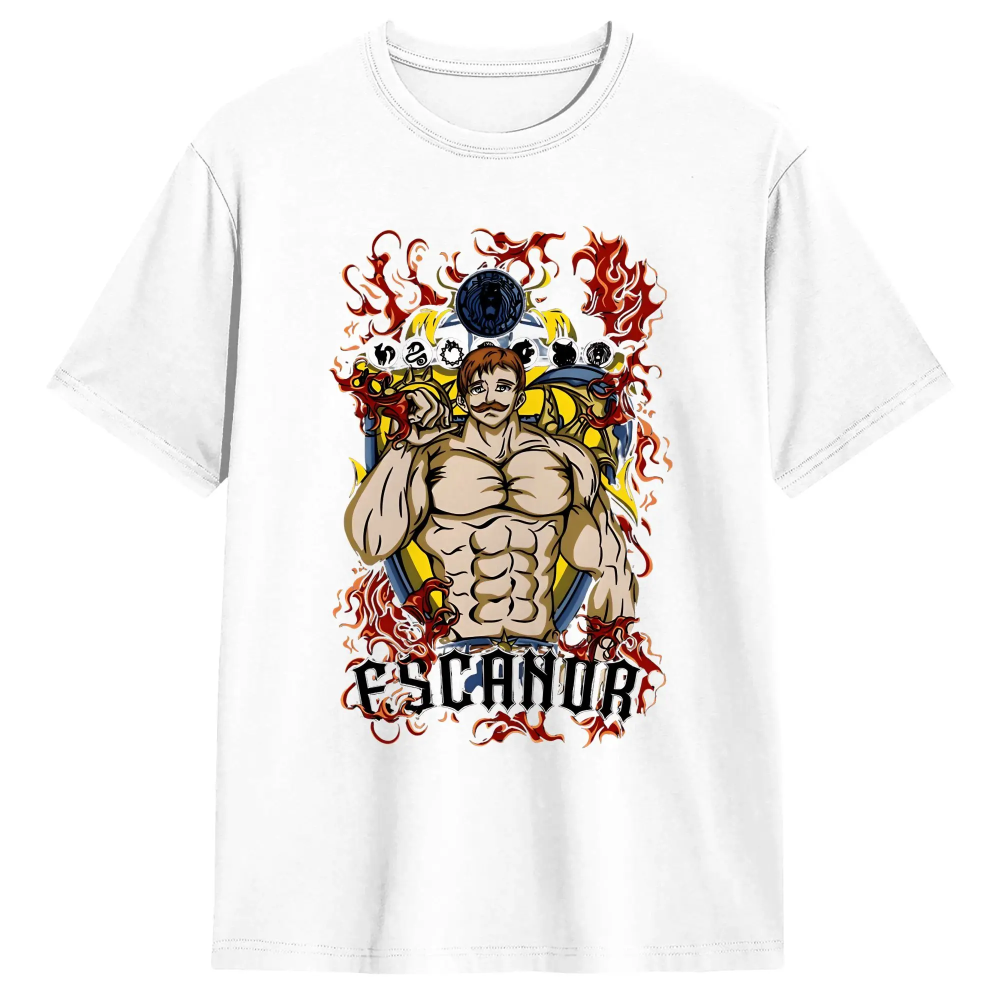 Anime Escanor Stronger Man T-Shirt Summer  Harajuku T-Shirts Men Pure Cotton O-Neck Top Tees Short-Sleeve Y2K Funny Tshirt