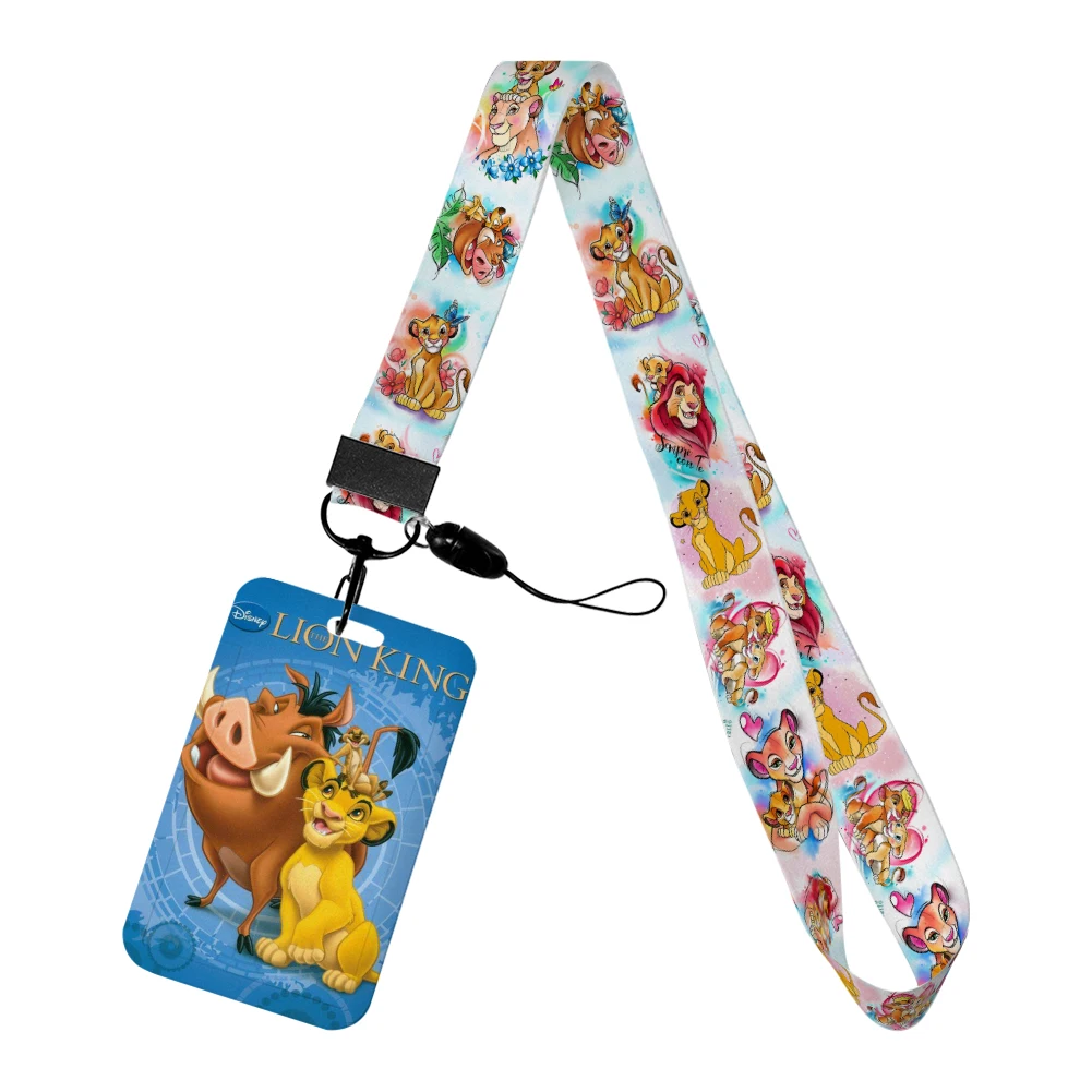 Il Re Leone Simba Disney Tracolla Cordino Film Ragazzi Copertina della carta Cartoon Porta badge Carta d'identità Studenti Appendere la corda Regali