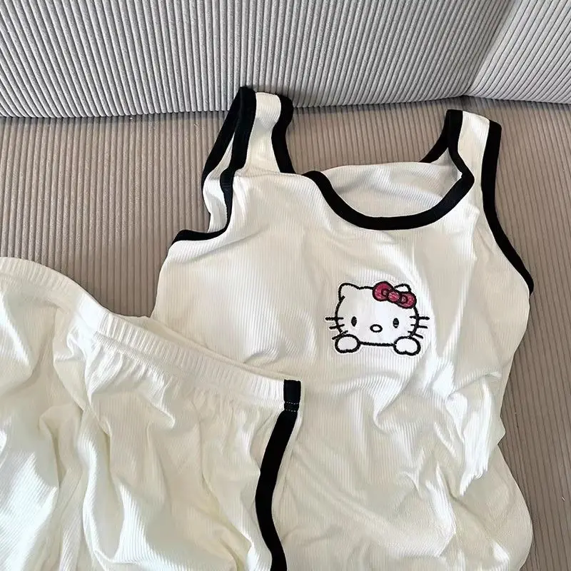 

Sanrios Hello Kittys Pajamas New Style Sweet Girls Creativity Lounge Clothes Fashion Comfortable Versatile Kawaii Holiday Gifts