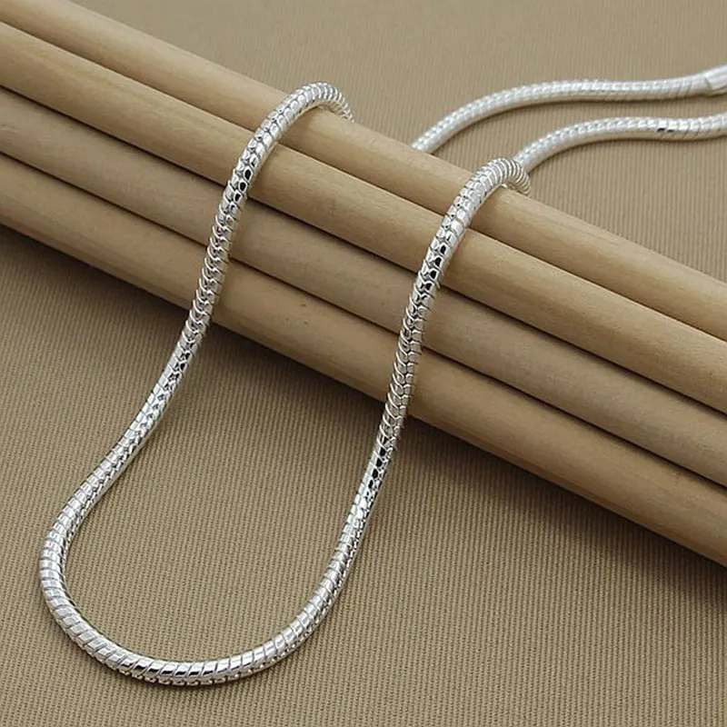 Men's 4mm 50cm Silver Snake Chain Necklaces 925 Sterling Silver Jewelry Necklace for Women