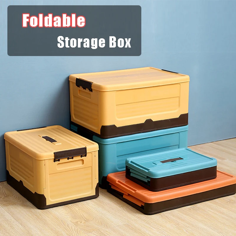 

Foldable Storage Box Plastic Clothes Organizer With Lid Toys Books Tools Big Box Trunk Car Outdoor Travel Folding Boxes Bins