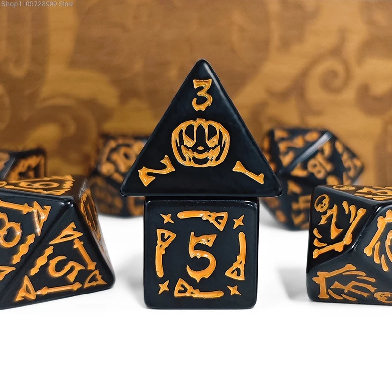 7PCS Halloween Themed Polyhedral Dice Set D4-D20 for Tabletop RPG Board Game Accessories