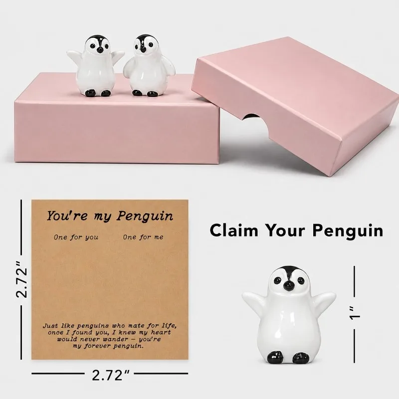 You’re My Penguin Couple Figurines, Mate for Life Gifts for Couples, Long Distance Relationship Valentine’s Day for Women Men