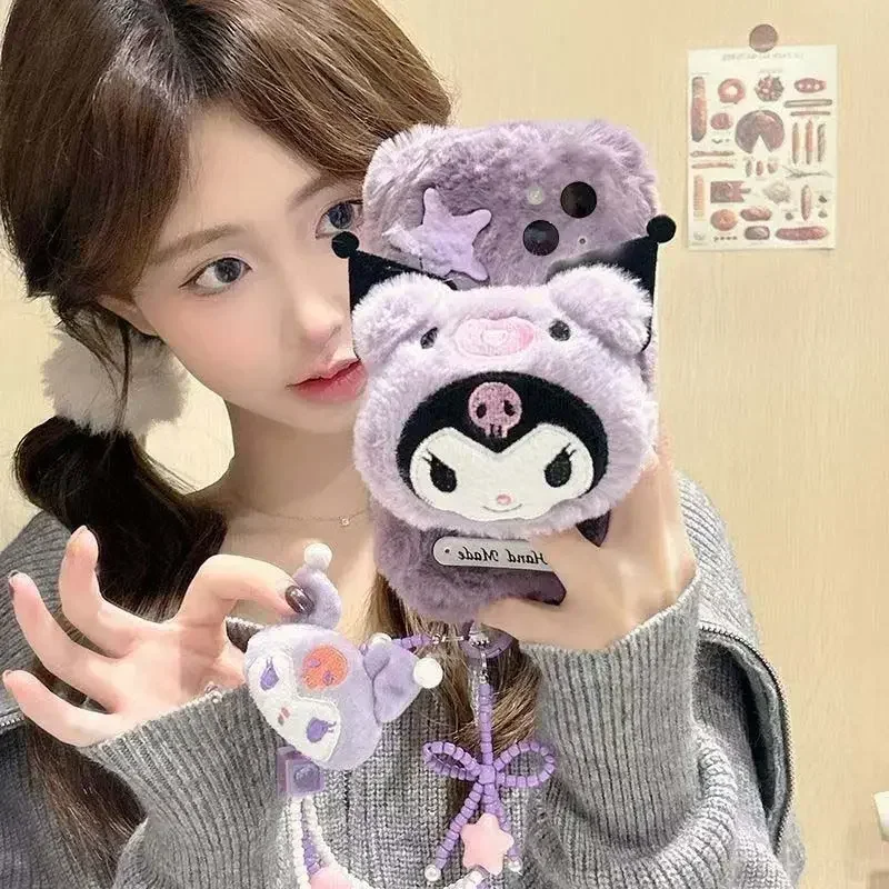 Sanrio Kuromi IPhone Case Apple 16/15/14/13 All Inclusive 15 Pro Max Cute Cartoon Girly Phone Case Kawaii Gift