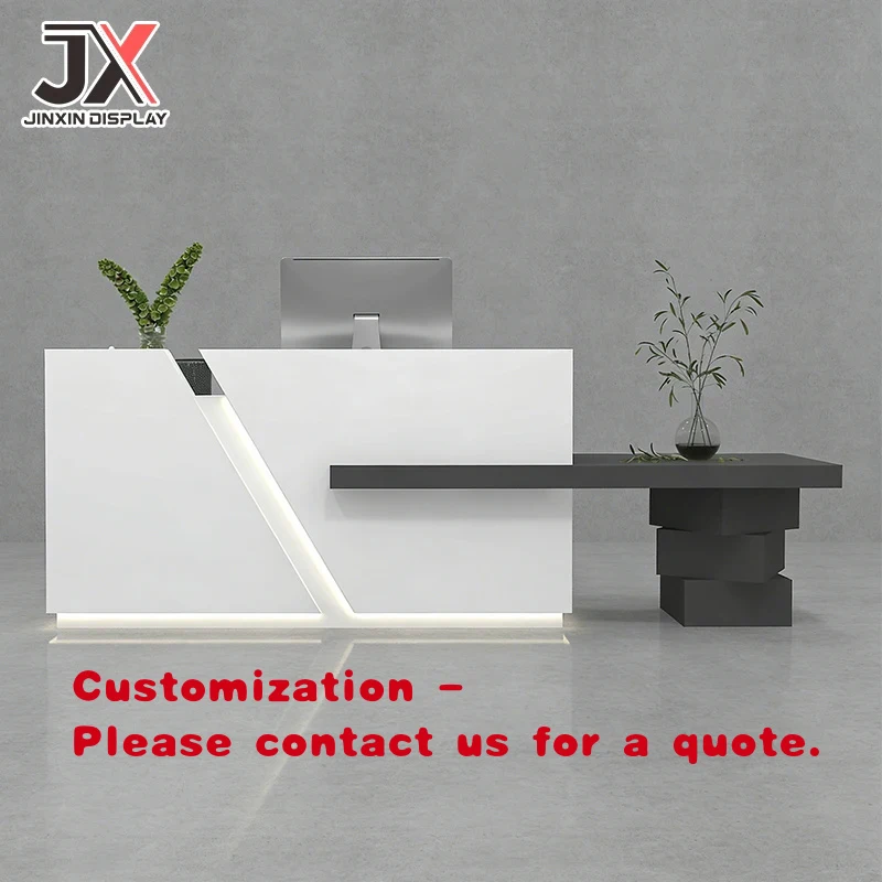 custom.Factory Direct Custom Design LED Reception Desk Front Table High End Furniture Counter Modern Luxury Shopping Mall Retail