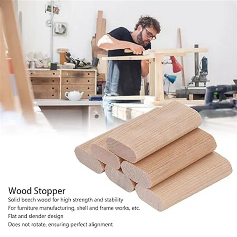 

【Popular】100 Pieces Of 8Mm Domino Wooden Dowel Connectors, Beech Wood Plugs, Woodworking Furniture Splicing Connectors Easy To U