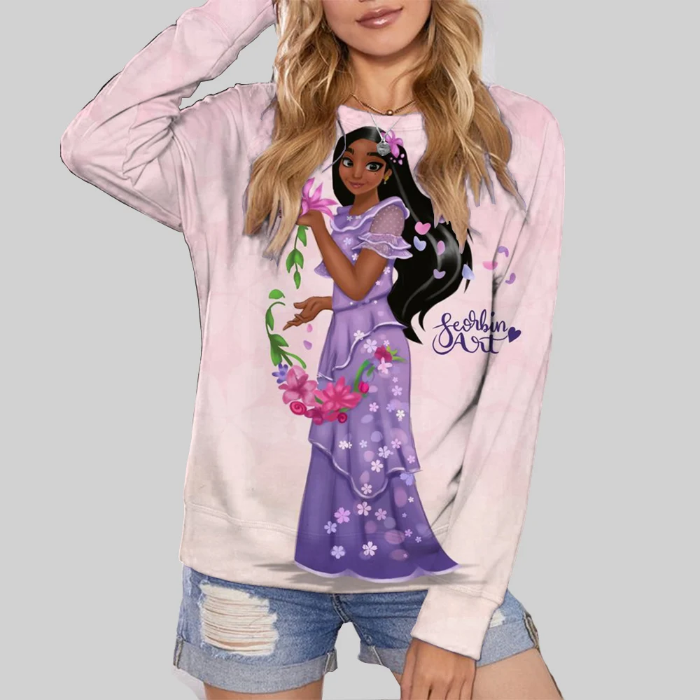 Disney Princess Prints Anime Women Hoodie Spring Autumn 2024 Casual Women Sweatshirt Pink Oversized Clothes Coats