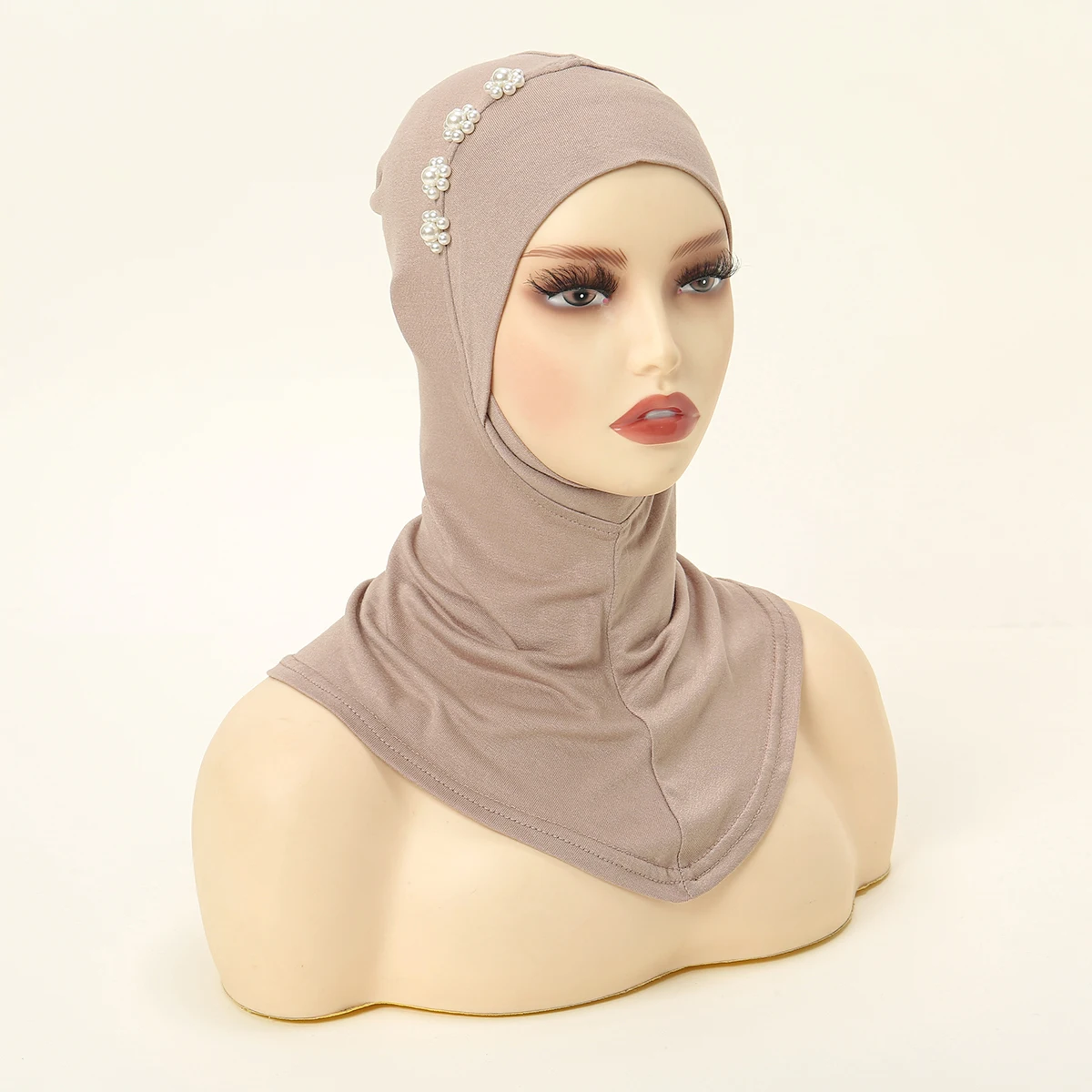 Algodão mercerizado proteção solar xale das mulheres muçulmanas, chapéu Undercap, Hijab Cap, Pérola Headscarf Suit, lenço monocromático, poliéster Headscarf