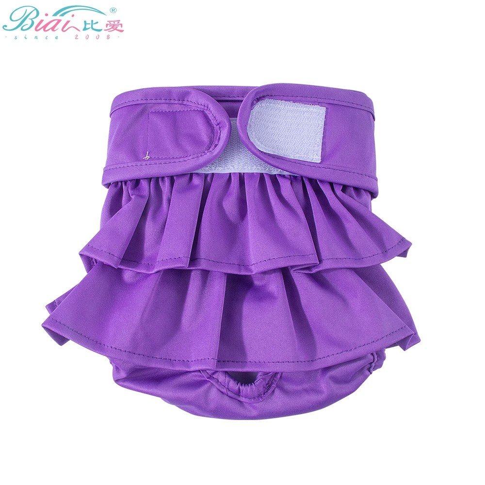 BIAI 1pc Reusable Female Dog Diapers Washable Cloth Diapers with Hook and Loop Waterproof Soft Polyester Fabric Dog Pants