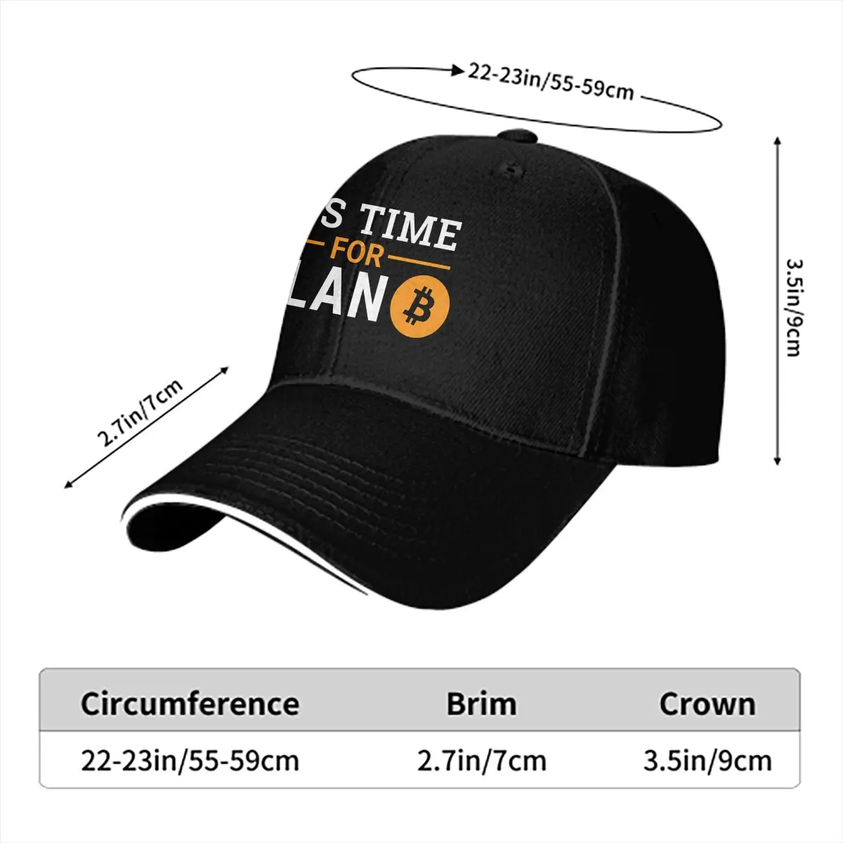 It\'s Time For Plan B Bitcoin Baseball Caps Peaked Cap Cryptocurrency Sun Shade Hats for Men Women