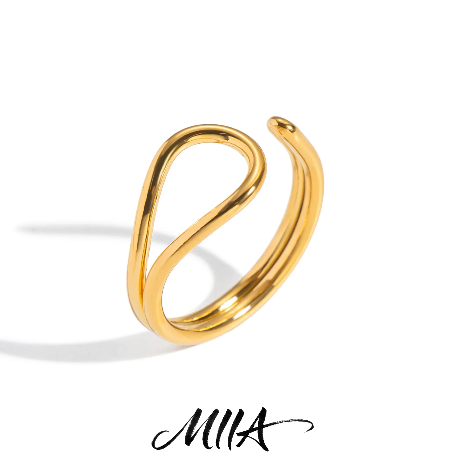 Кольца Miia Möbius Strip из нержавеющей стали: минималистичные, круглые, для мужчин и женщин, модные ювелирные украшения, геометрические аксессуары с открытым дизайном