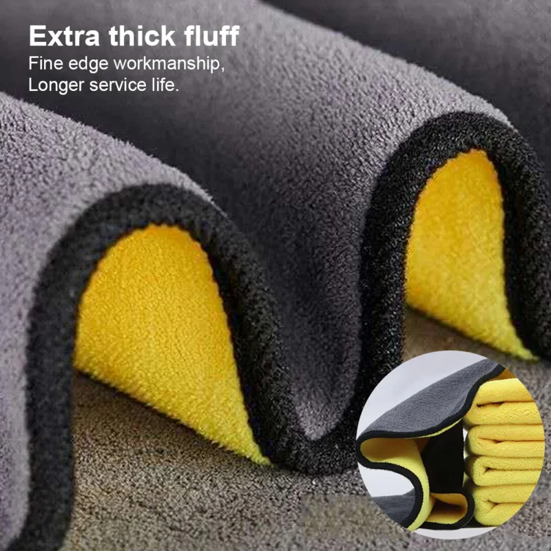 Microfiber Car Washing Towels, Soft Double Layer, Body Cleaning Wipe Rag, Absorção de água, Secagem Pano, Grosso, 30 cm, 40 cm, 60cm