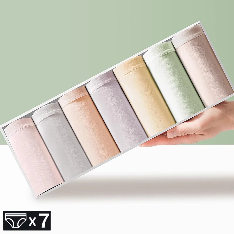 

7 шт. женские трусики, дышащее нижнее белье, однотонные трусы для девочек, мягкие хлопковые трусы, сексуальное женское белье с низкой талией, недельные брюки