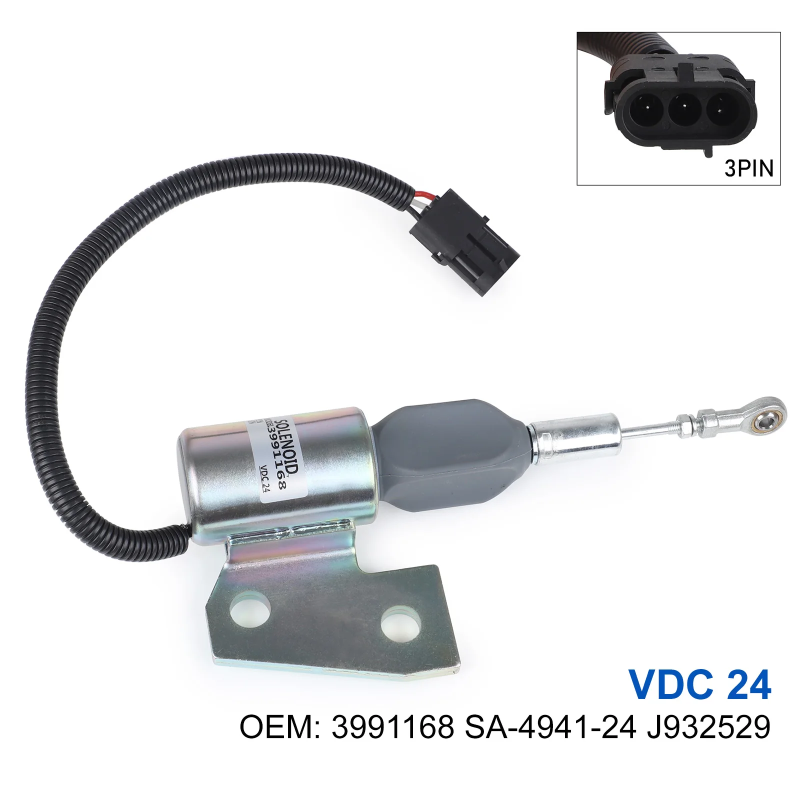 OE 3991168 3964628 J932530 24V Cutting Solenoid Valve For Hyundai R130 R130-5 Cummins 4BT 5.9L Engine Cutting Solenoid Valve