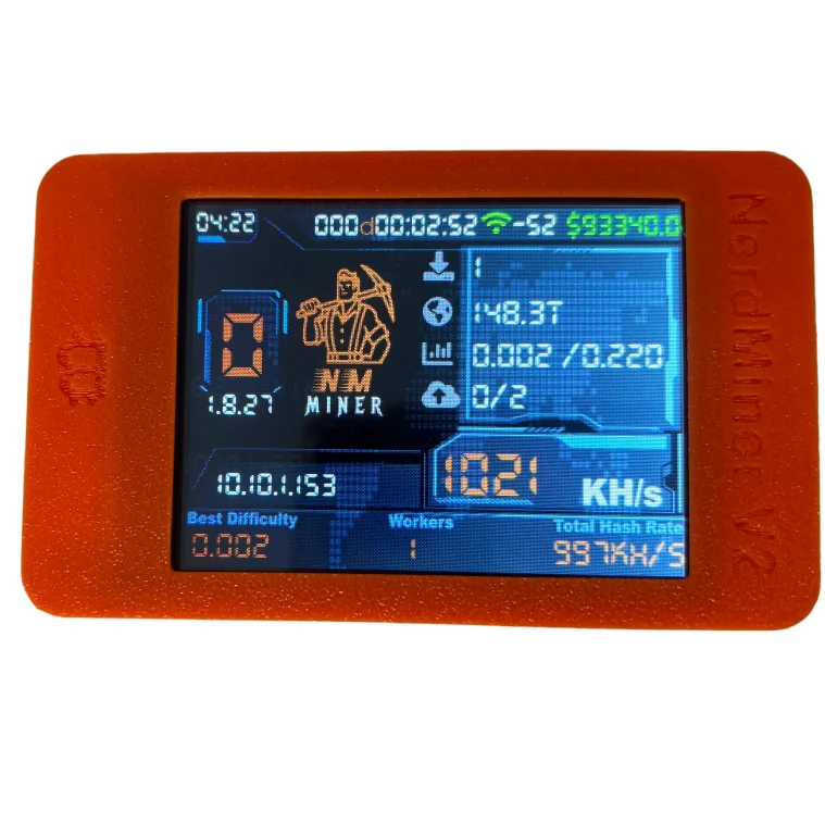 

NMMiner NerdMiner V2: Мощный хешрейт, ESP32, 2,8-дюймовый смарт-дисплей, крипто-лотерея, 960KH/s, Биткойн, Оранжевый