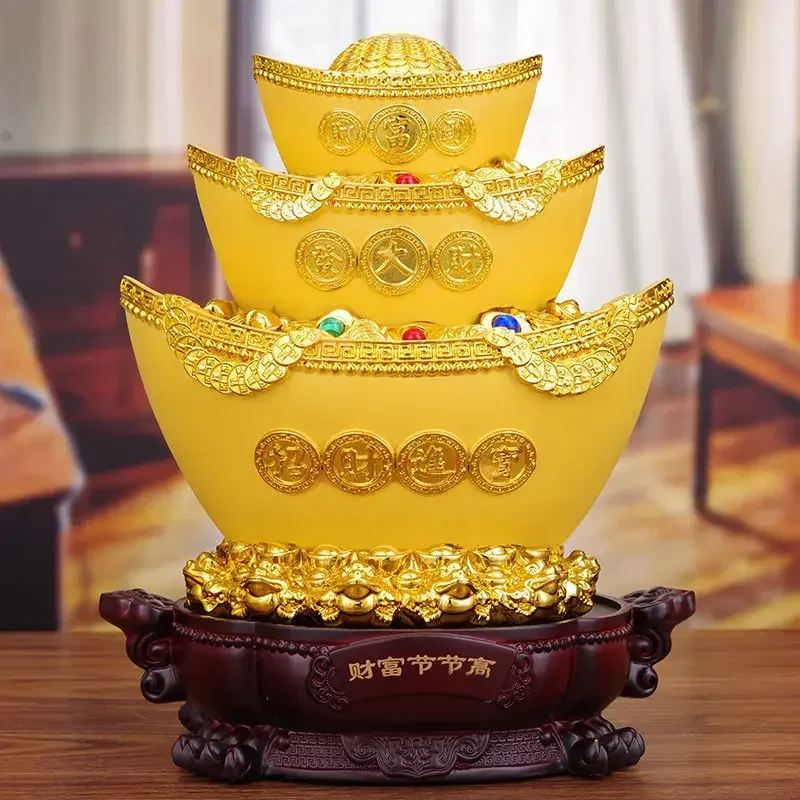 

Feng Shui Fortune Gold Treasure Ornament Bowl Money Jar Store Opening Gift Desk Decoration