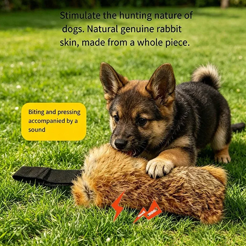 JUSTINLAU Kaninchenfell-Quietschspielzeug für Hunde, Beißspielzeug für Interaktives Outdoor-Spiel, Plüsch-Soundspielzeug für Mittelgroße & Große Hunde – Detail 16
