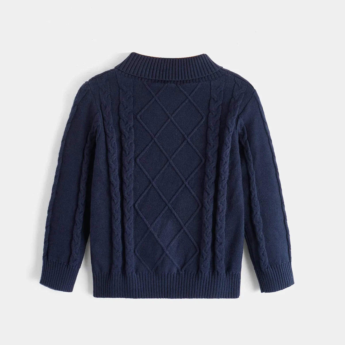 2024 new autumn and winter European and American children's lapel retro warm sweater boy baby pullover twist knitted sweater