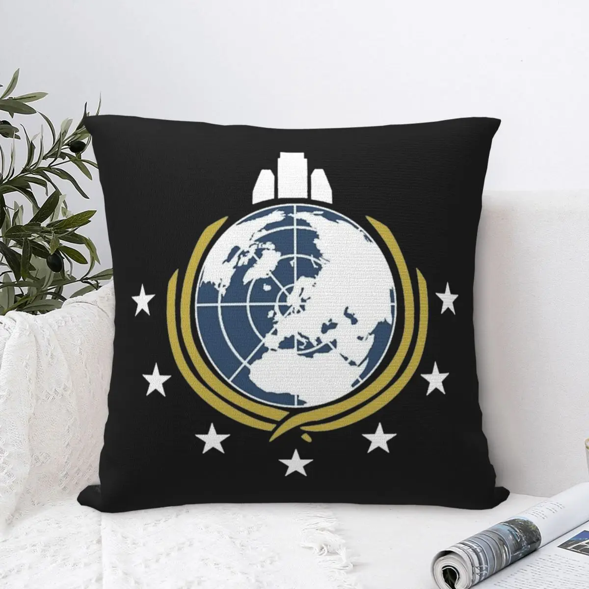 Helldivers Pillow Case Shooting Game Cushion Cover Awesome Polyester Decorative Pillowcase for Car 40x40cm