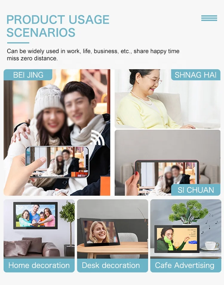 10 인치 나무 디지털 사진 프레임 지원 App USB SD 카드 사무실 데스크탑 선물 USW101에 대한 그림 비디오를 표시