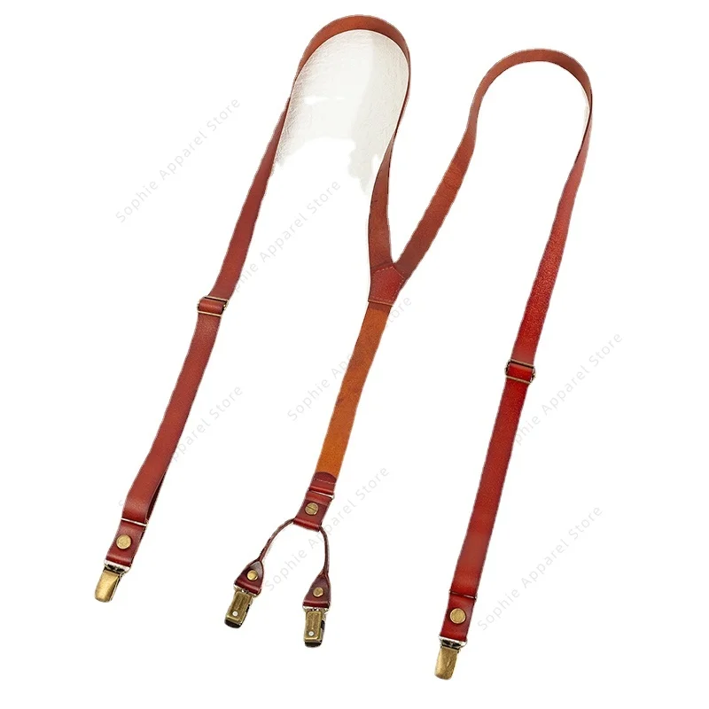 

British Style Hook Leather Suspenders Retro Fashion Long Non-slip Suspender Pliers Women Mens Braces Bretels Suspensores Hombre