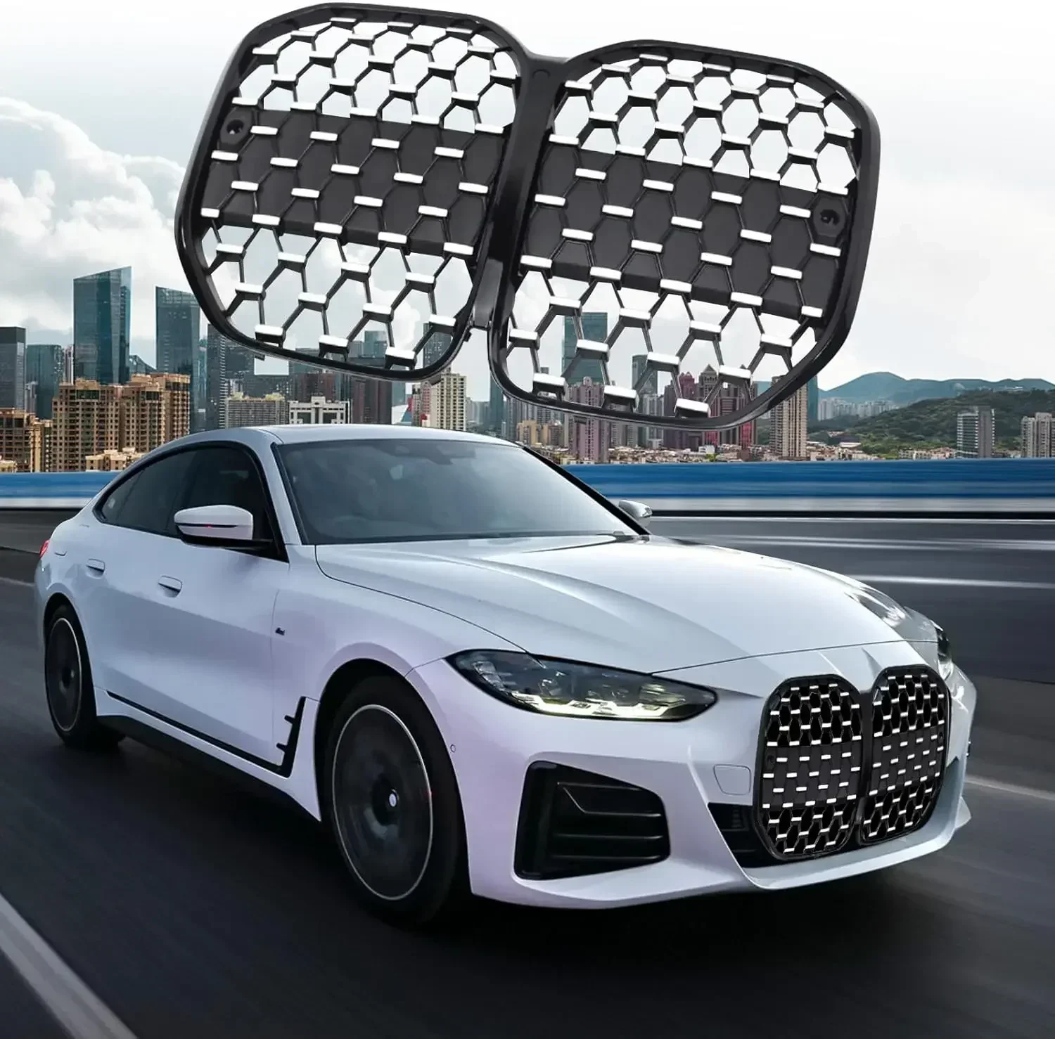 شبكة أمامية للسيارة BMW 4-Series G22 G23 G26 2/4 باب 2021-2023 420i 430i 435i M440i مصد الكلى شبكة السباق العلوي