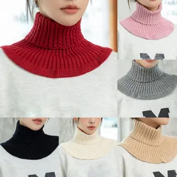 Women Knitted Fake Collar Scarf Warm Turtleneck Neck Warmer Detachable Winter Windproof Fashion False Scarf High Neck Collar