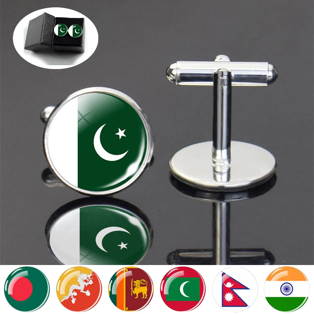 National Flag Cufflinks for Mens Luxury Fashion Shirt Cuff Links Bangladesh Sri Lanka Pakistan India Nepal Flag Jewelry for Men