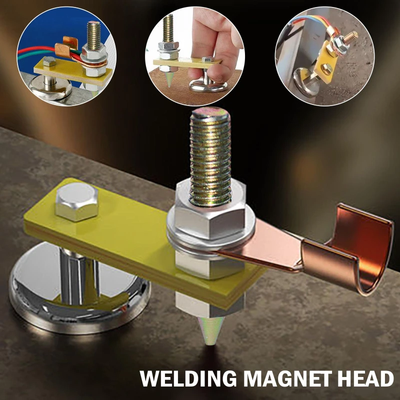 Welding Magnet Head Magnetic Welding Ground Clamp Tools Strong Magnetism Large Suction Copper Tail Welding Stability Clamps