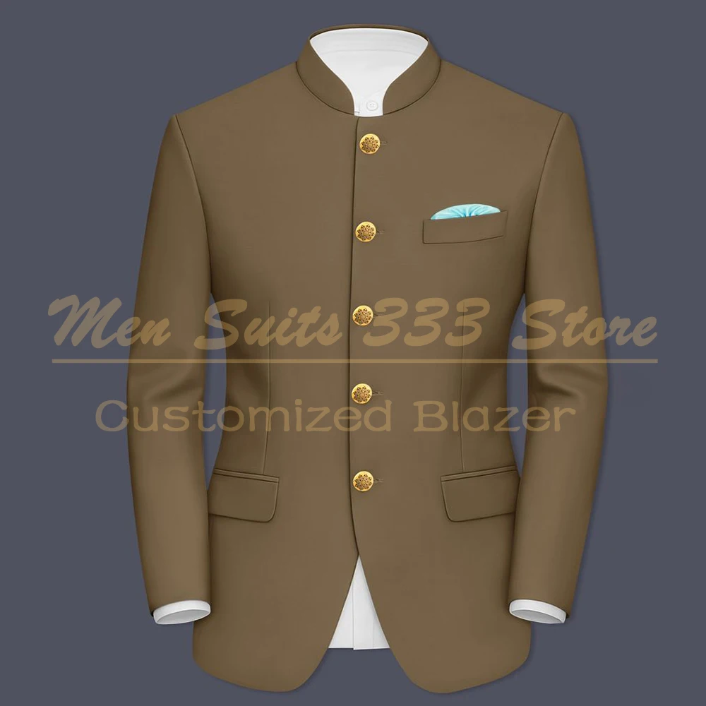 

Fashion Men's Suits Simple Single Breasted Stand Lapel Blazer High Quality Business Smart Casual 2 Piece Jacket Pants Outfits