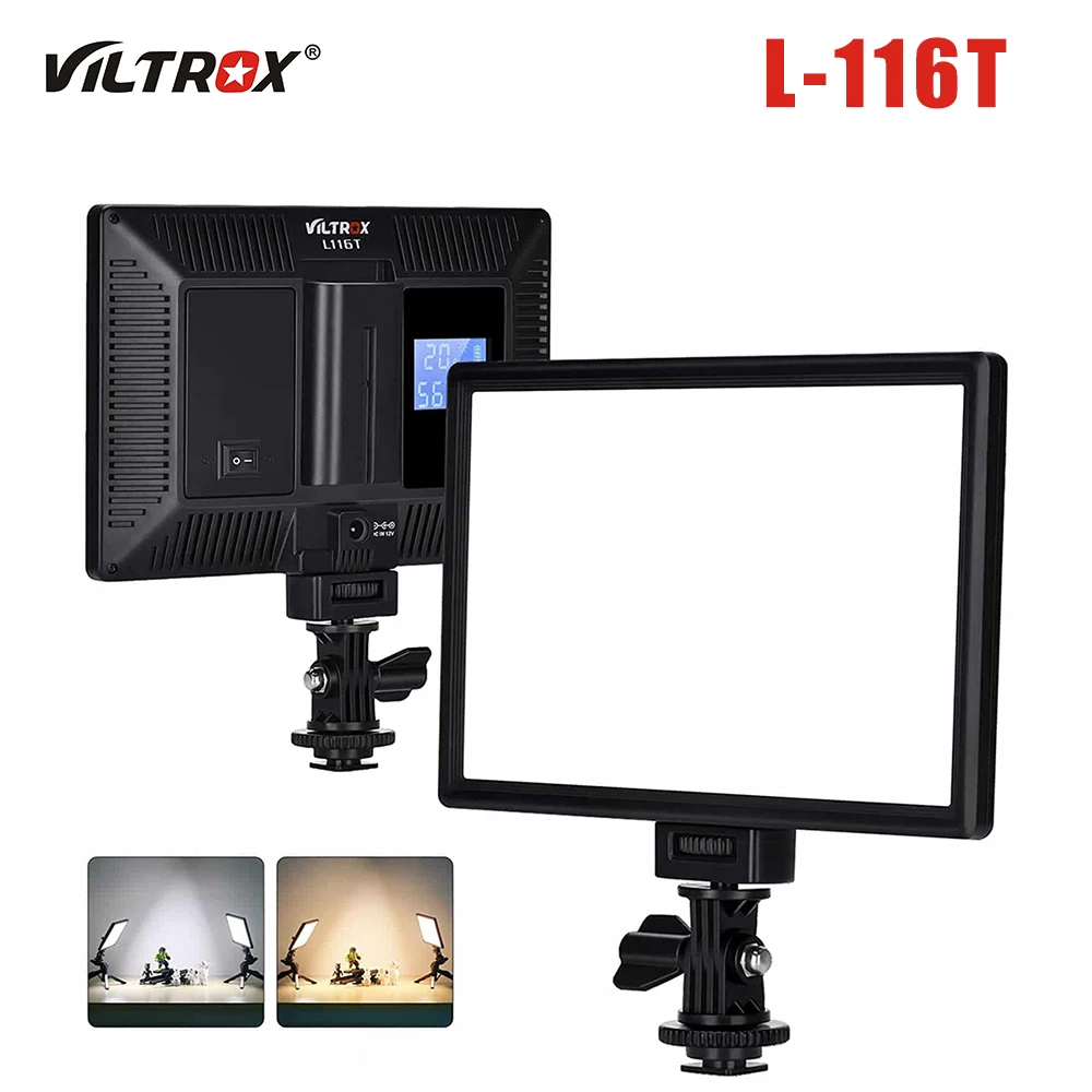 

Viltrox L116T LED Video Light DSLR Camera Studio LED Light Panel Slim LCD Dual Color Dimmable for Camera DV Camcorder