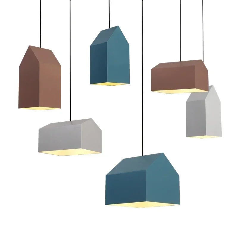 TechHPNordic House Geometric Chandelier Minimalist Idea Macarons Fashion Chandelier Restaurant