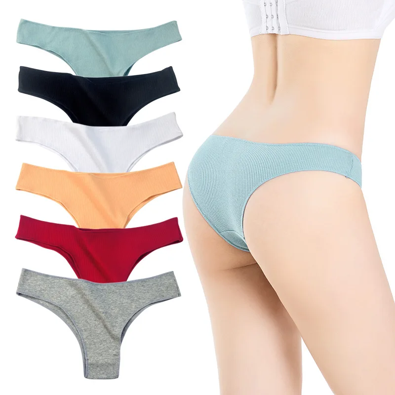

Women Underwear Cotton T-shaped Low Waist Panties For Female Fashion Panty Sexy Thong Solid Color Lingerie Comfortable G-String