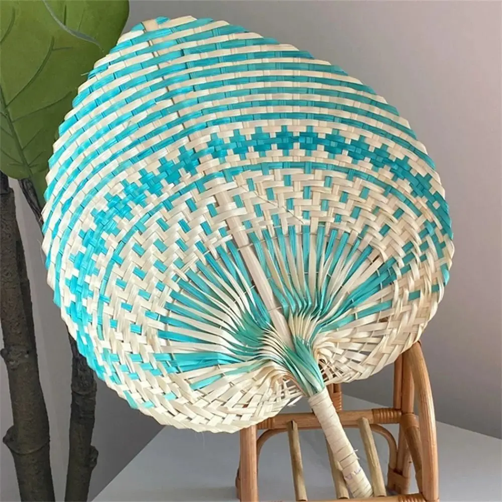 1PC Rattan Fan Handmade Straw Woven Fans Craft Summer Cooling Fan Mosquito Repellent Manual Straw Hand Fan Bamboo Home Decor