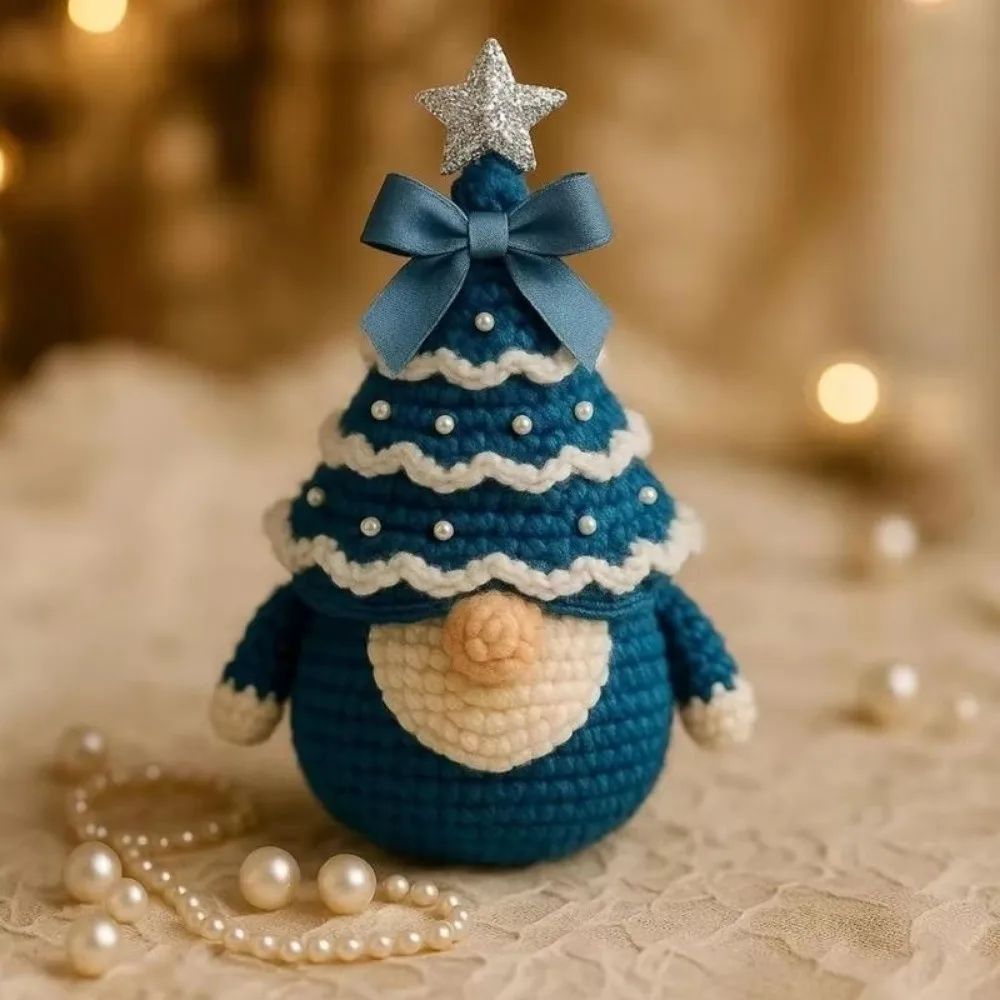 Cotton Yarns Crochet Christmas Tree Kit Step By Step Guide DIY Set Crochet Gnomes Making Set Handmade