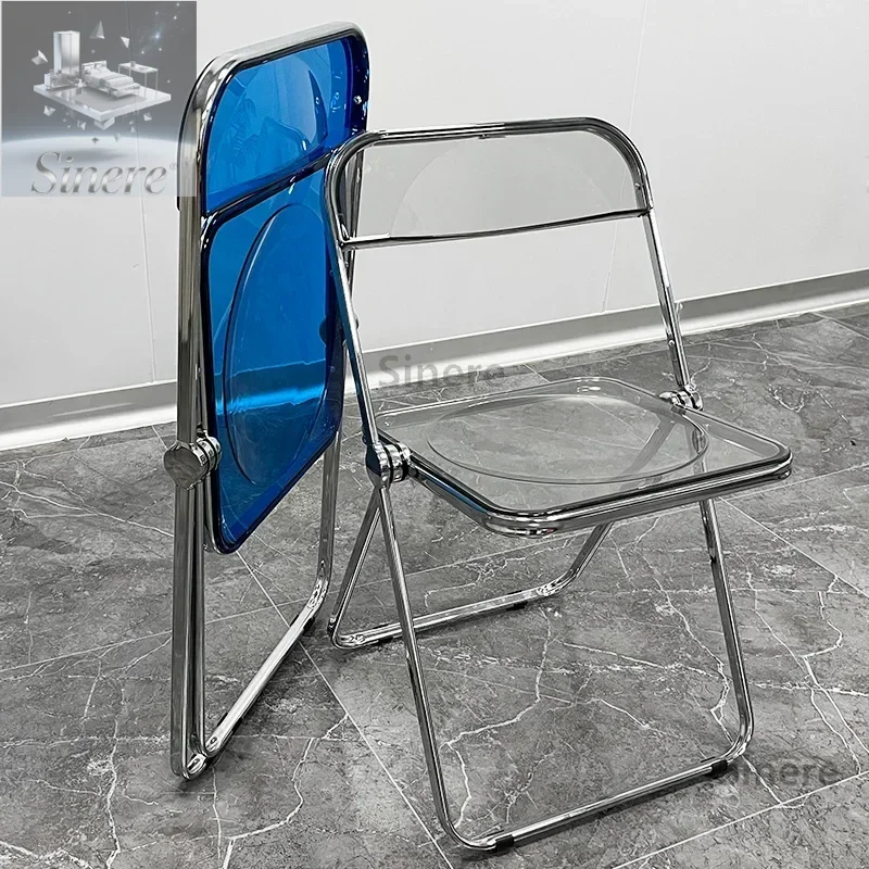 

Light luxury transparent folding chair acrylic fashion Internet celebrity chair photo makeup chair simple household ins dining c