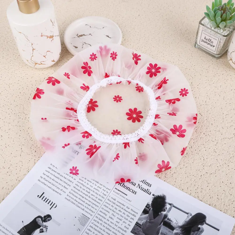 Bonnet de douche imperméable pour femmes, 1 pièce, large bande élastique, réutilisable, à la mode, Point ondulé, chapeau de douche, salle de bain