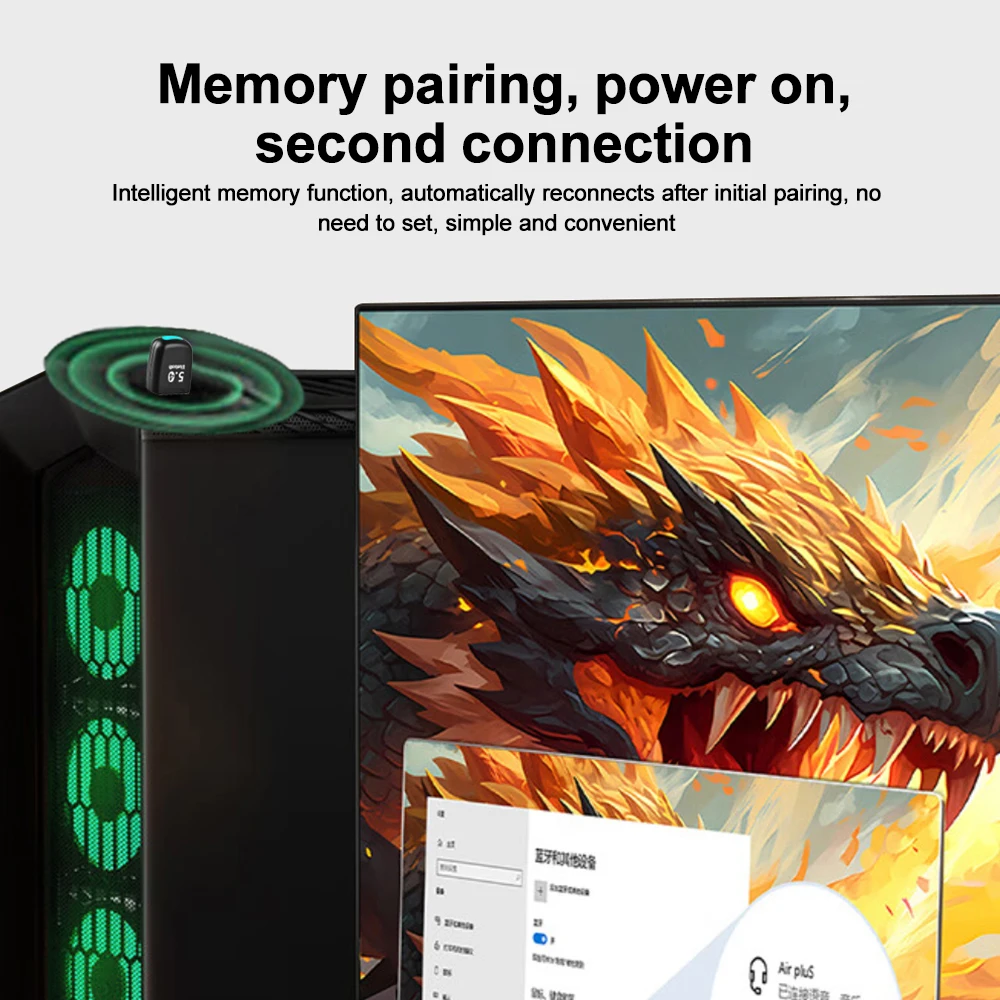 Adaptador USB con Bluetooth 5,4, receptor y transmisor, Dongle inalámbrico de Audio para PC, portátil, teclado y ratón