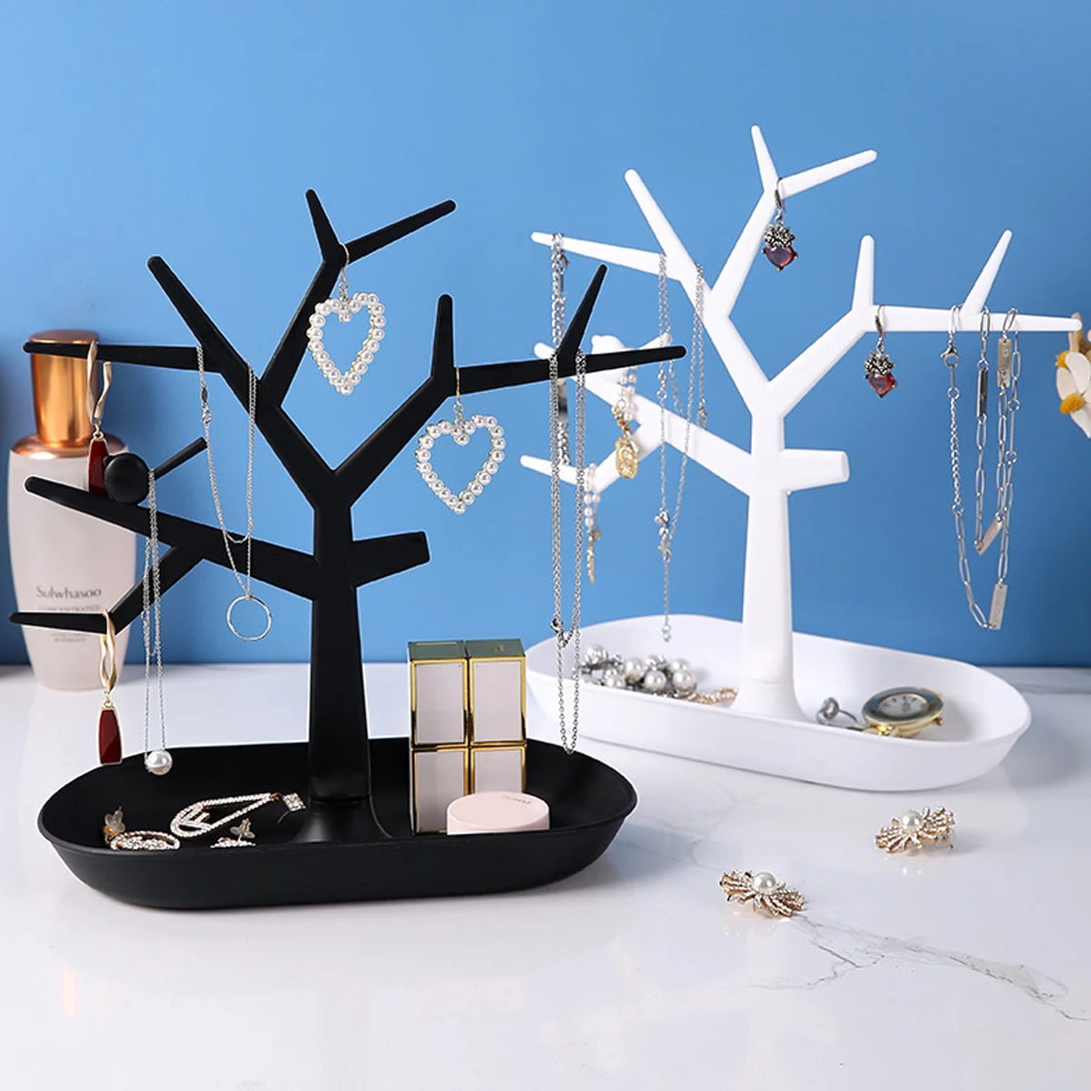 1pc Creative Design Bird Tree Shaped Jewelry Storage Box & Earring Holder & Display Stand & Key Hanger & Home Organizer For Wome