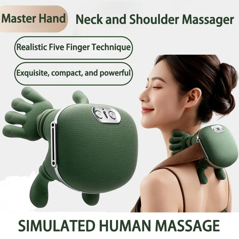 

Портативный массажер для шеи и спины под давлением пальцев, электрическая глубокая ткань 4D-симуляция рук, снимает боль и relaxes muscl