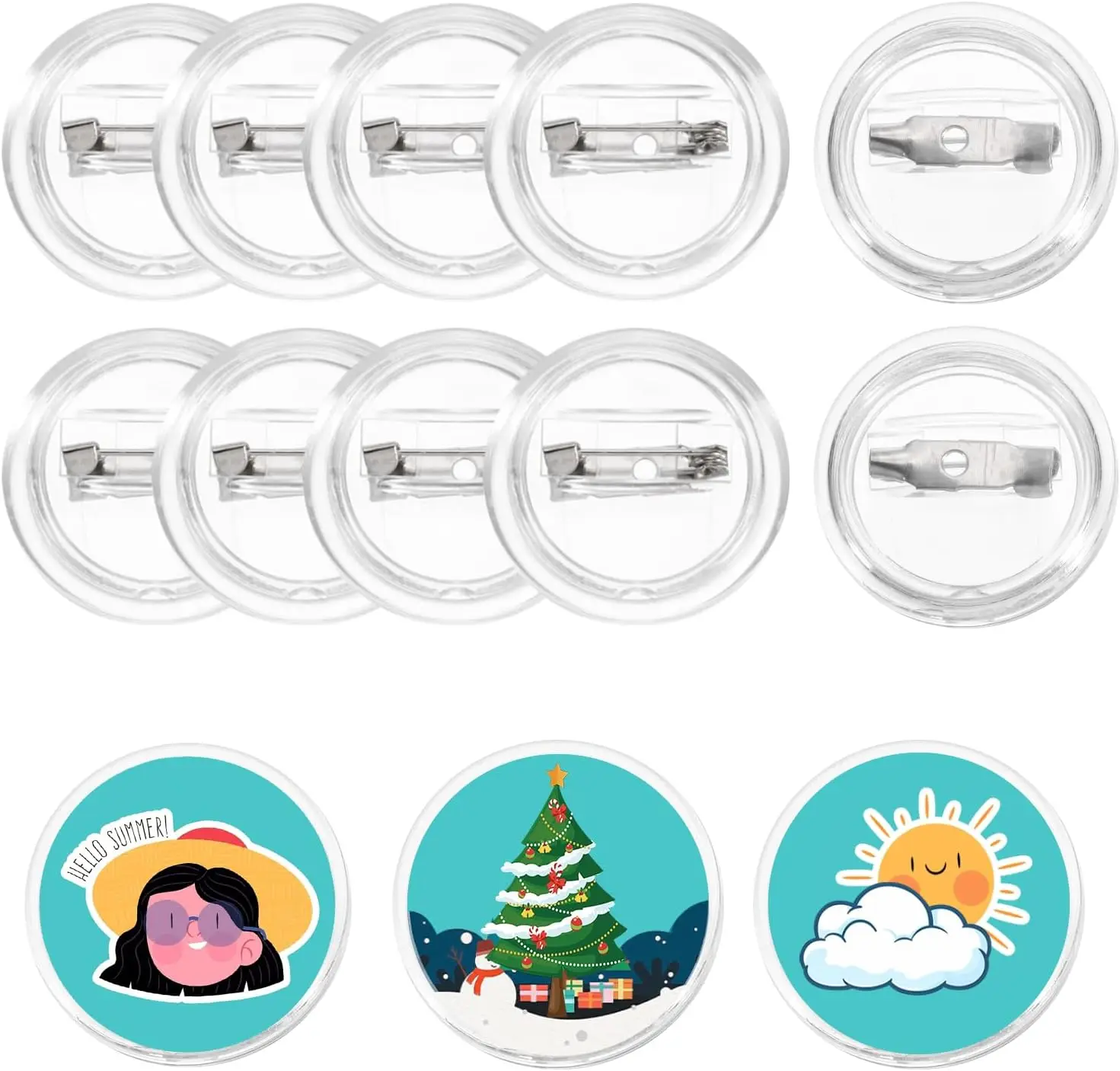 Acrylic Blank Pin Badge Set Transparent Button DIY Design for Office School Craft Supplies Custom Pin Making Kit