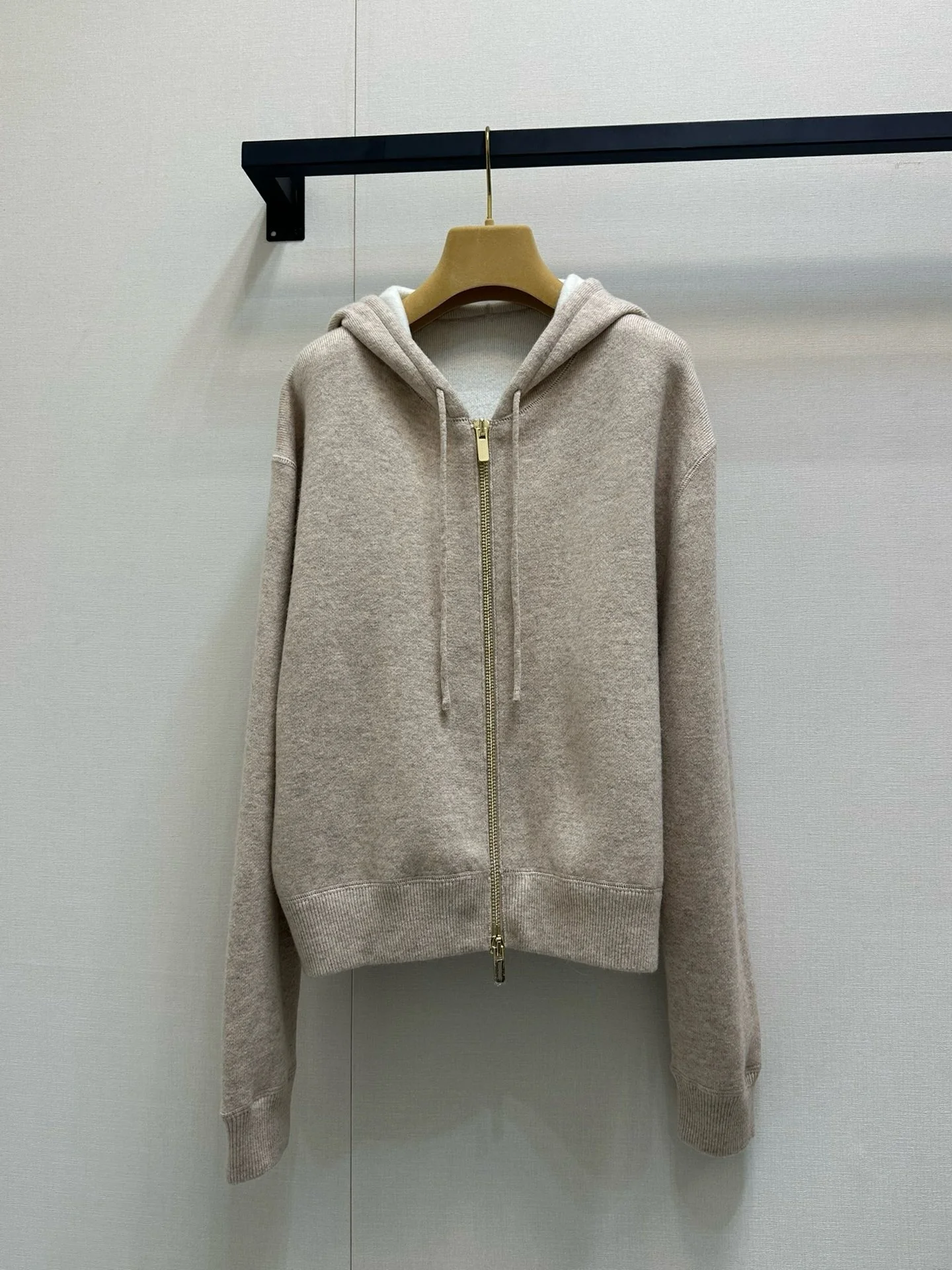 2025 Early Spring New Product Double Zipper Hooded Knitted Cashmere Cardigan/Women's Short Jacket, Simple And Personalized